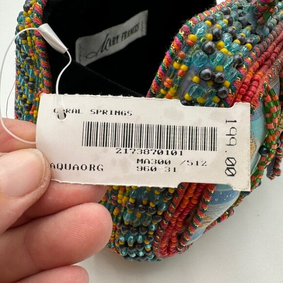 Mary Frances floral motif beaded bag teal orange green *read* - Picture 13 of 16